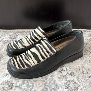 Hush Puppies Genuine Leather Zebra Print Calf Hair Loafers